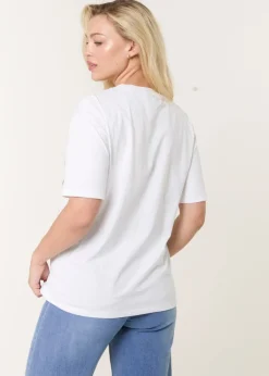 T-Shirts>Blue Vanilla White Abstract Girl Print T-Shirt