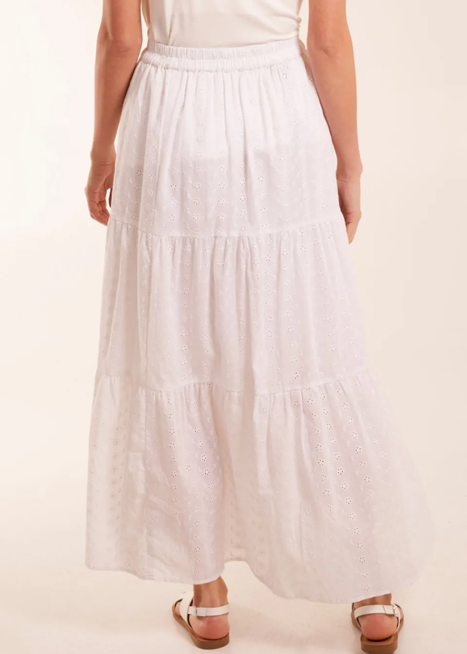 Skirts>Blue Vanilla White Broderie Detail Maxi Skirt