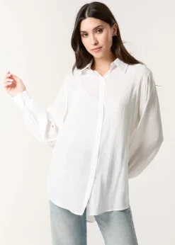 Tops>Blue Vanilla White Diamante Detailed Classic Shirt
