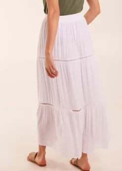 Skirts>Blue Vanilla White Ladder Trim Maxi Skirt