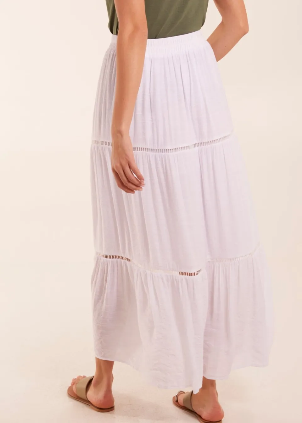 Skirts>Blue Vanilla White Ladder Trim Maxi Skirt