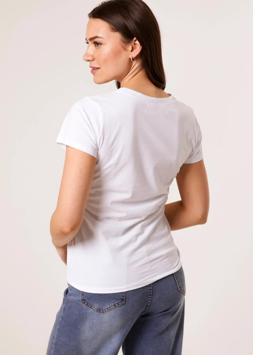 T-Shirts>Blue Vanilla White Printed Cat T-Shirt