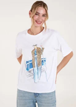 T-Shirts>Blue Vanilla White Sequin Cruise T-Shirt