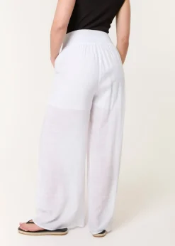 Trousers>Blue Vanilla White Shirred Trouser
