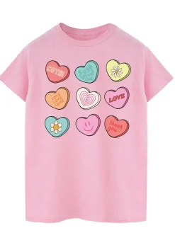 T-Shirts>Brands In Candy Hearts Pink Boyfriend Fit T-Shirt