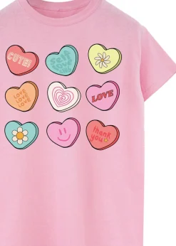 T-Shirts>Brands In Candy Hearts Pink Boyfriend Fit T-Shirt