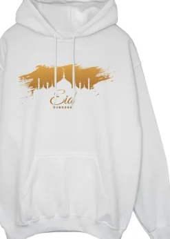 Loungewear>Brands In Eid Mosque Skyline White Hoodie
