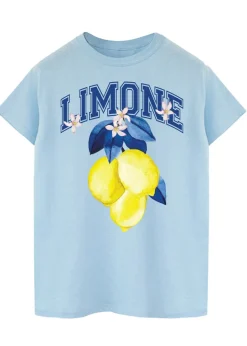 T-Shirts>Brands In Limone Fruit Light Blue Boyfriend Fit Graphic T-Shirt