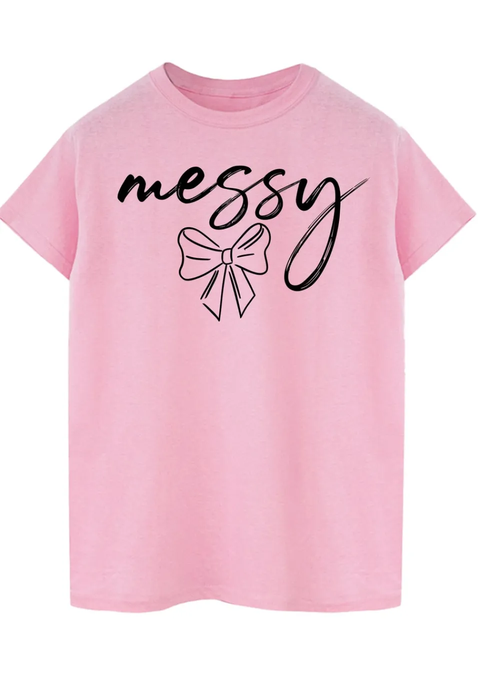 T-Shirts>Brands In Messy Bow Pink Boyfriend Fit T-Shirt