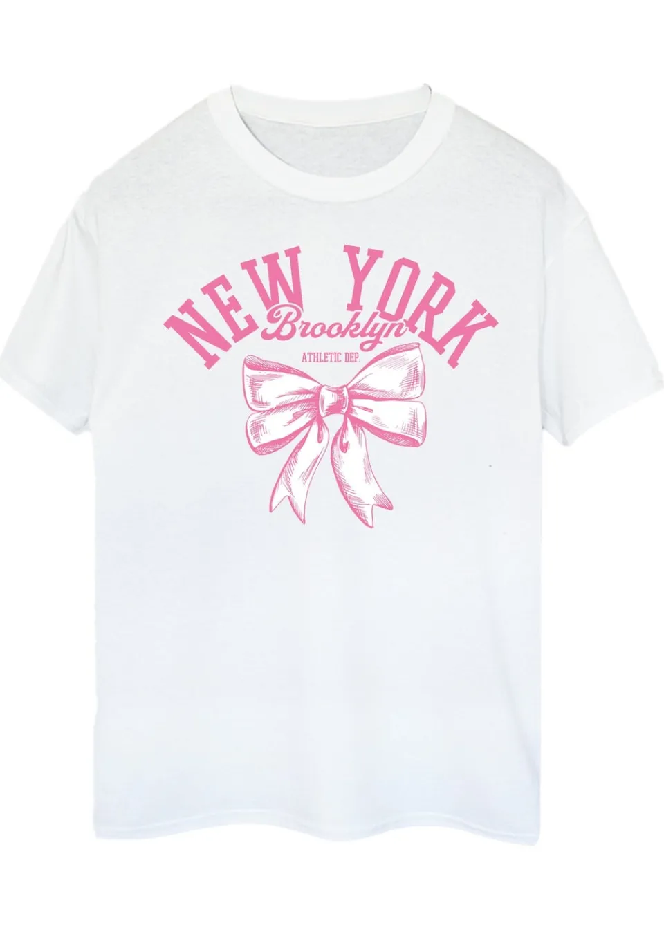 T-Shirts>Brands In New York Brooklyn Bow White Boyfriend Fit T Shirt