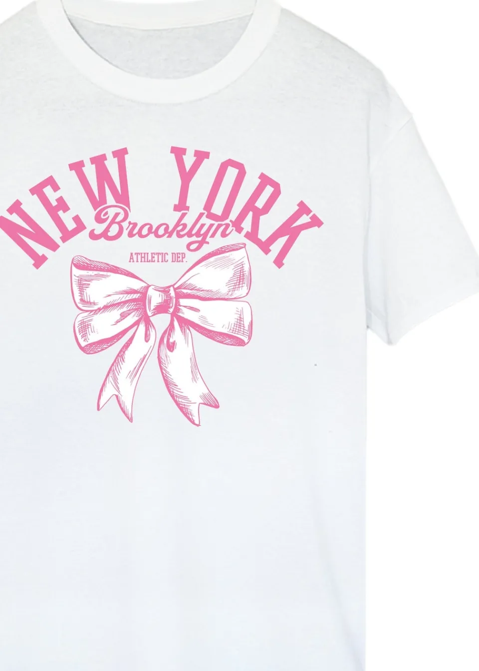 T-Shirts>Brands In New York Brooklyn Bow White Boyfriend Fit T Shirt