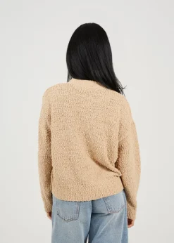 Tops>Brave Soul Beige Textured Knit Cardigan
