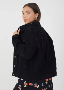 Coats & Jackets>Brave Soul Blooms Western Style Denim Jacket Black