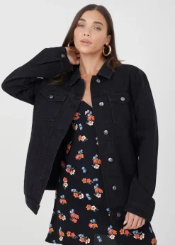 Coats & Jackets>Brave Soul Oversized Denim Jacket Black