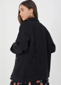 Coats & Jackets>Brave Soul Oversized Denim Jacket Black