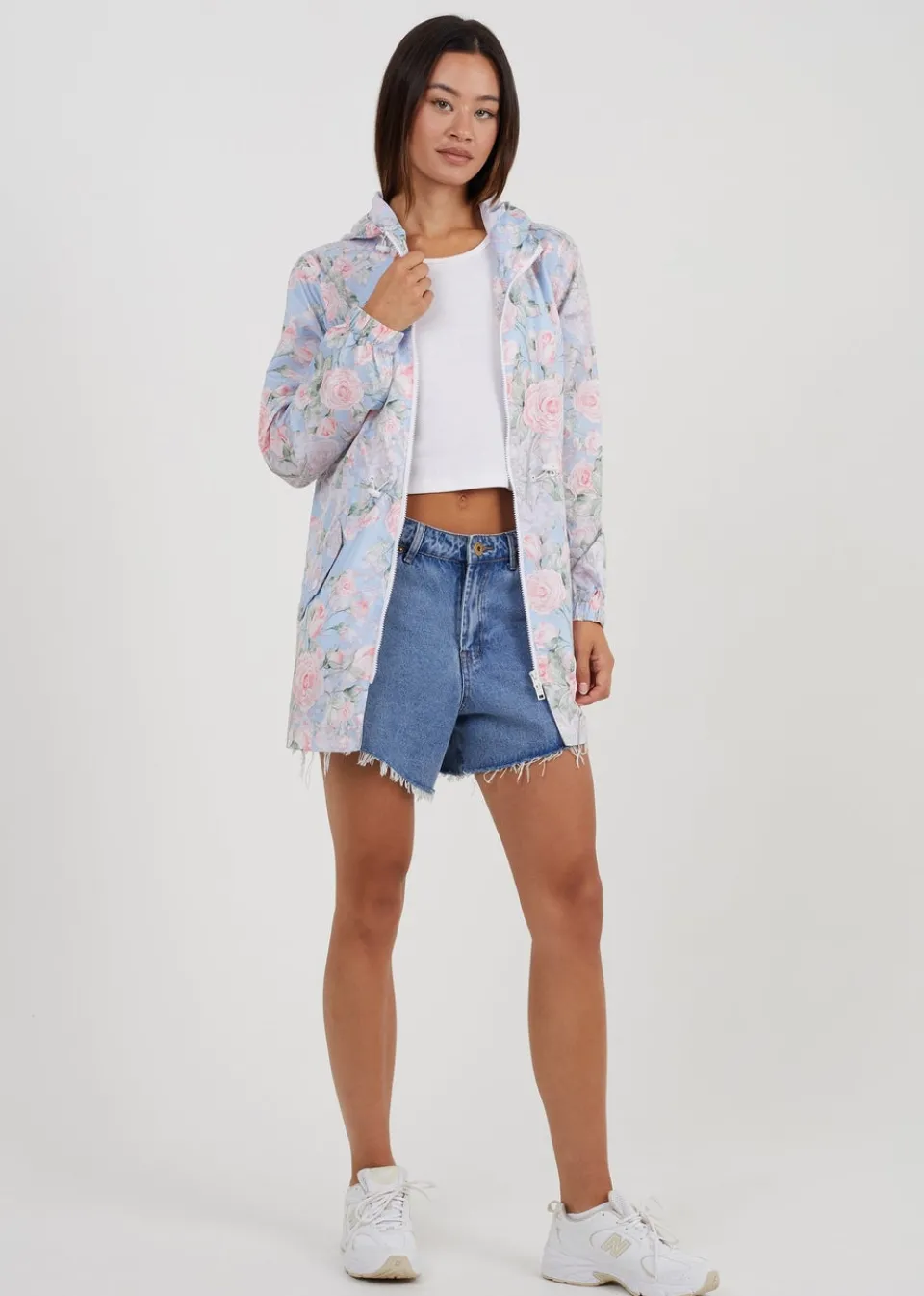 Coats & Jackets>Brave Soul Blue Lightweight Showerproof Hooded Mac