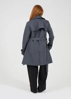 Coats & Jackets>Brave Soul Charcoal Double Breasted Short Trench Coat