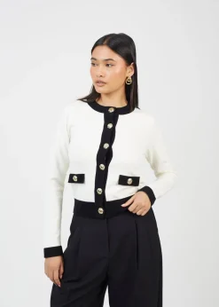 Tops>Brave Soul Cream Classic Round Neck Cardigan