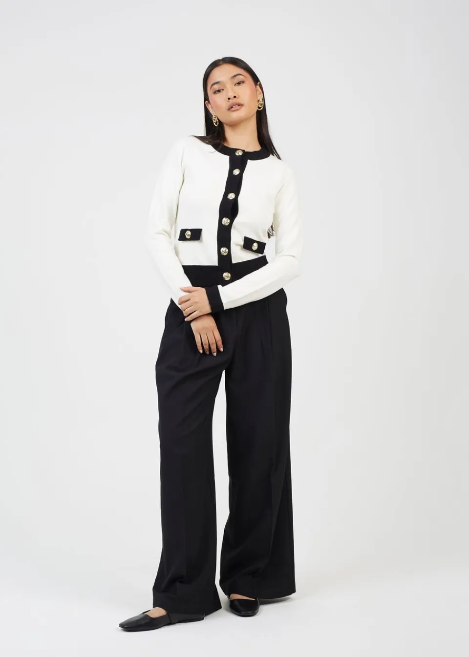 Tops>Brave Soul Cream Classic Round Neck Cardigan