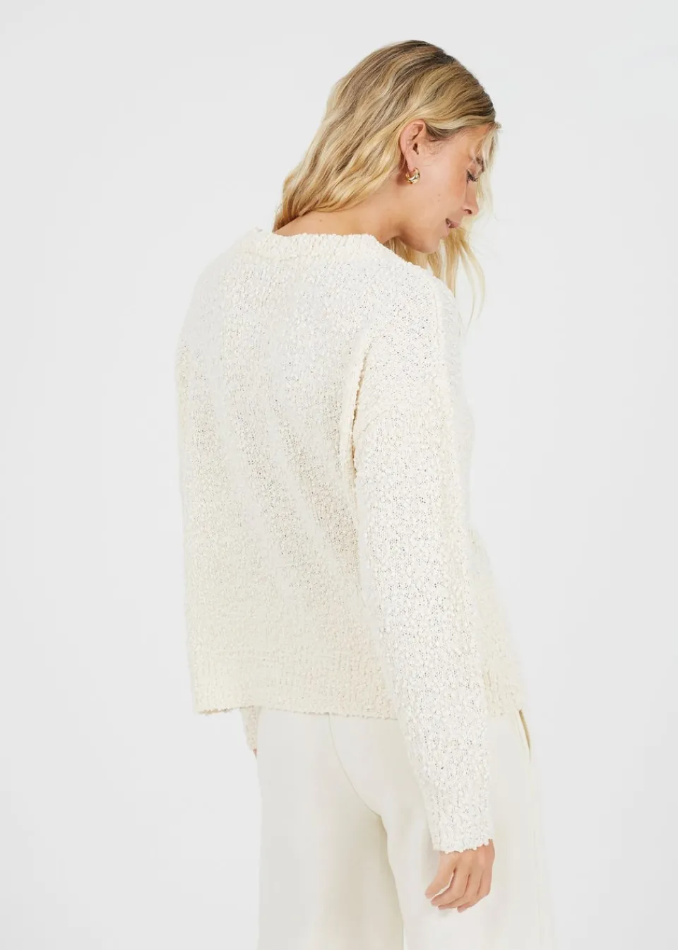 Tops>Brave Soul Cream Textured Knit Cardigan