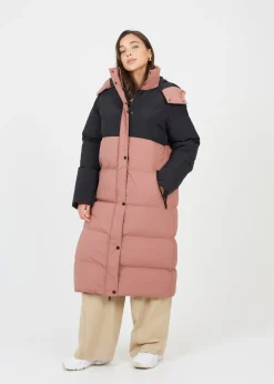 Coats & Jackets>Brave Soul Dusty Pink Maxi Contrast Hooded Puffer Jacket