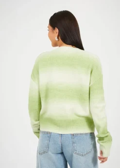 Tops>Brave Soul Green Button Through Space Dye Cardigan