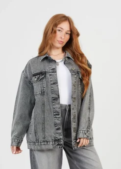 Coats & Jackets>Brave Soul Grey Oversized Denim Jacket