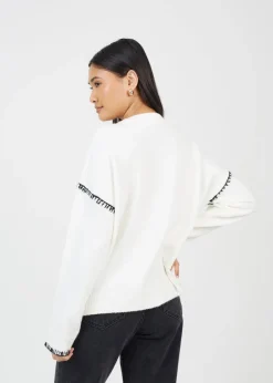 Tops>Brave Soul Ivory Contrast Stitch Button Through V-neck Cardigan