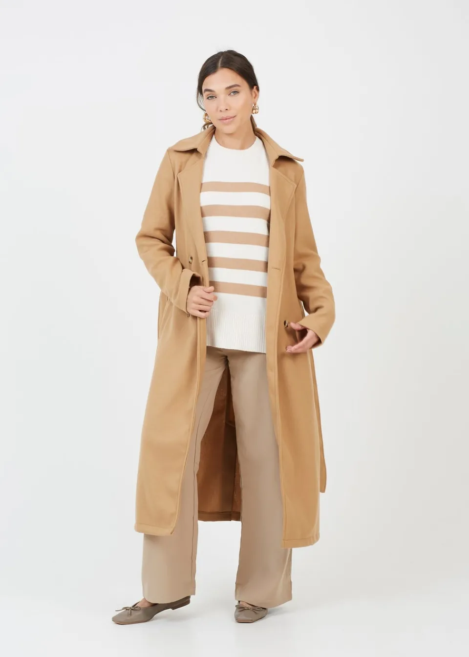 Knitwear>Brave Soul Ivory Striped Loose Fit Jumper with Wide Sleeves