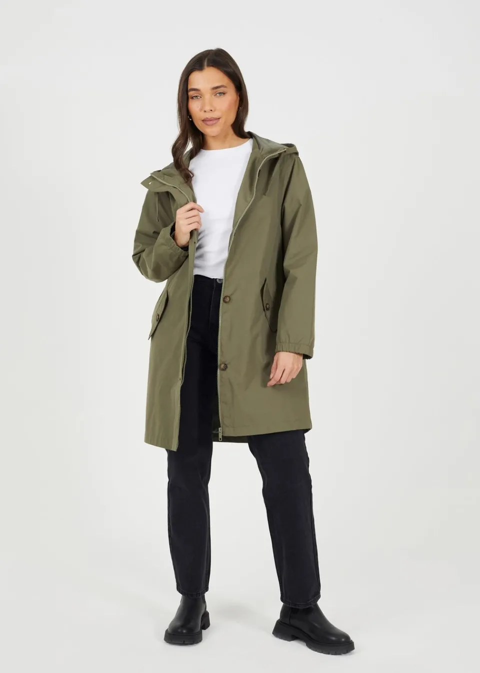 Coats & Jackets>Brave Soul Khaki Lightweight Parka Style Hooded Jacket