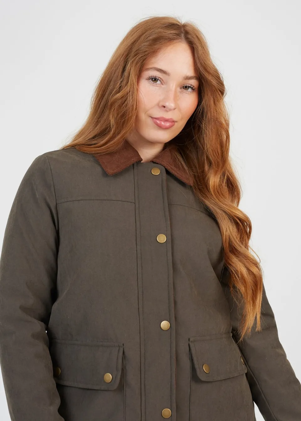 Coats & Jackets>Brave Soul Khaki Twill Jacket with Cord Collar