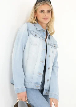 Coats & Jackets>Brave Soul Light Blue Oversized Denim Jacket LightBlue