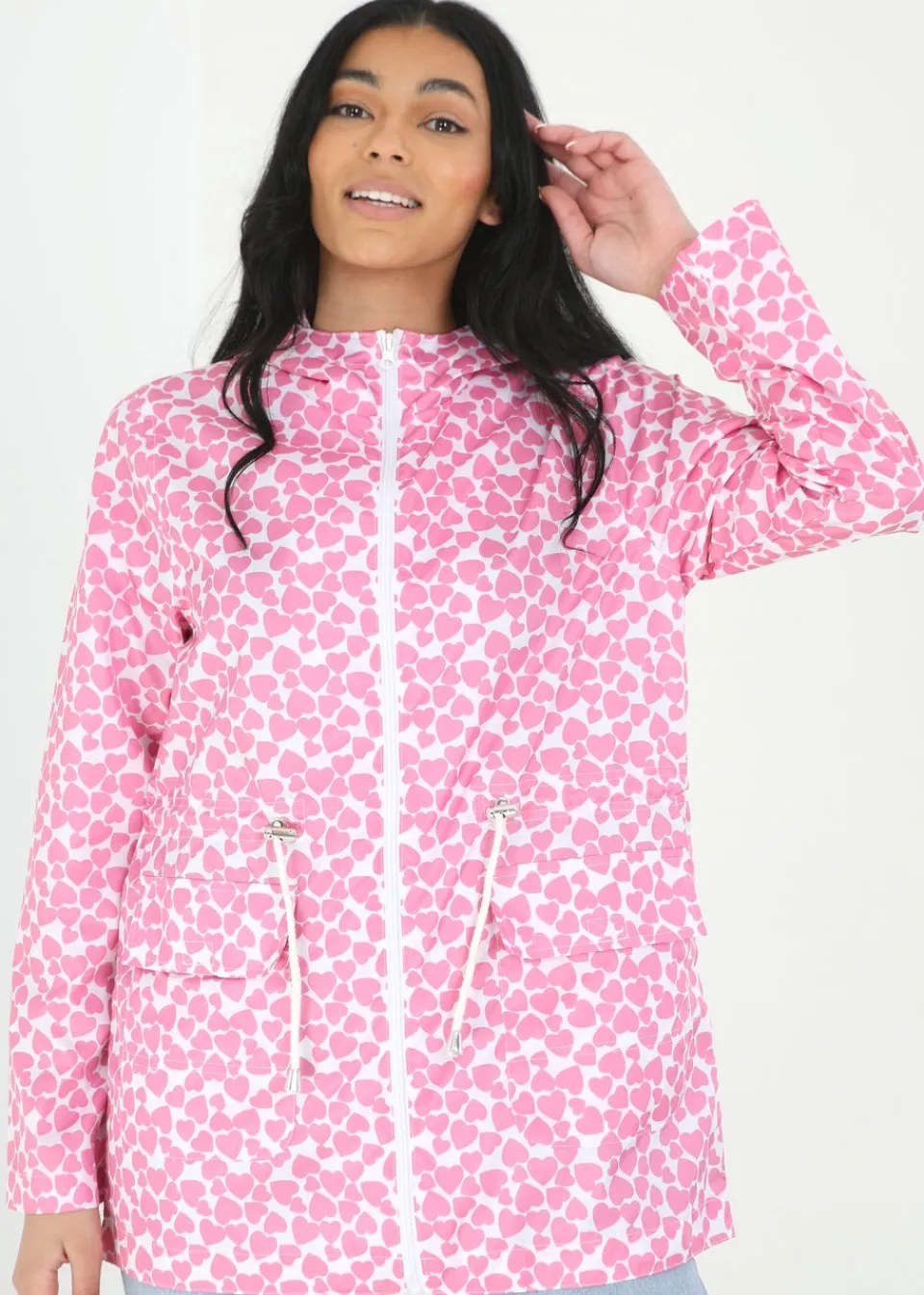 Coats & Jackets>Brave Soul Lightweight Showerproof Hooded Mac Pink
