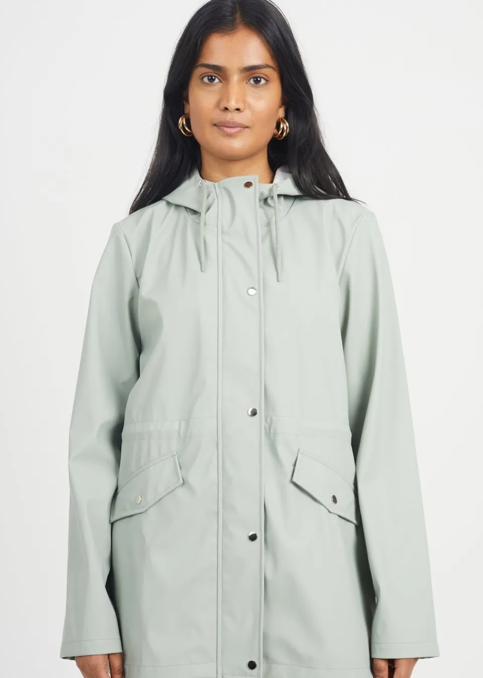 Coats & Jackets>Brave Soul Soft Green Hooded Rain Mac SoftGreen