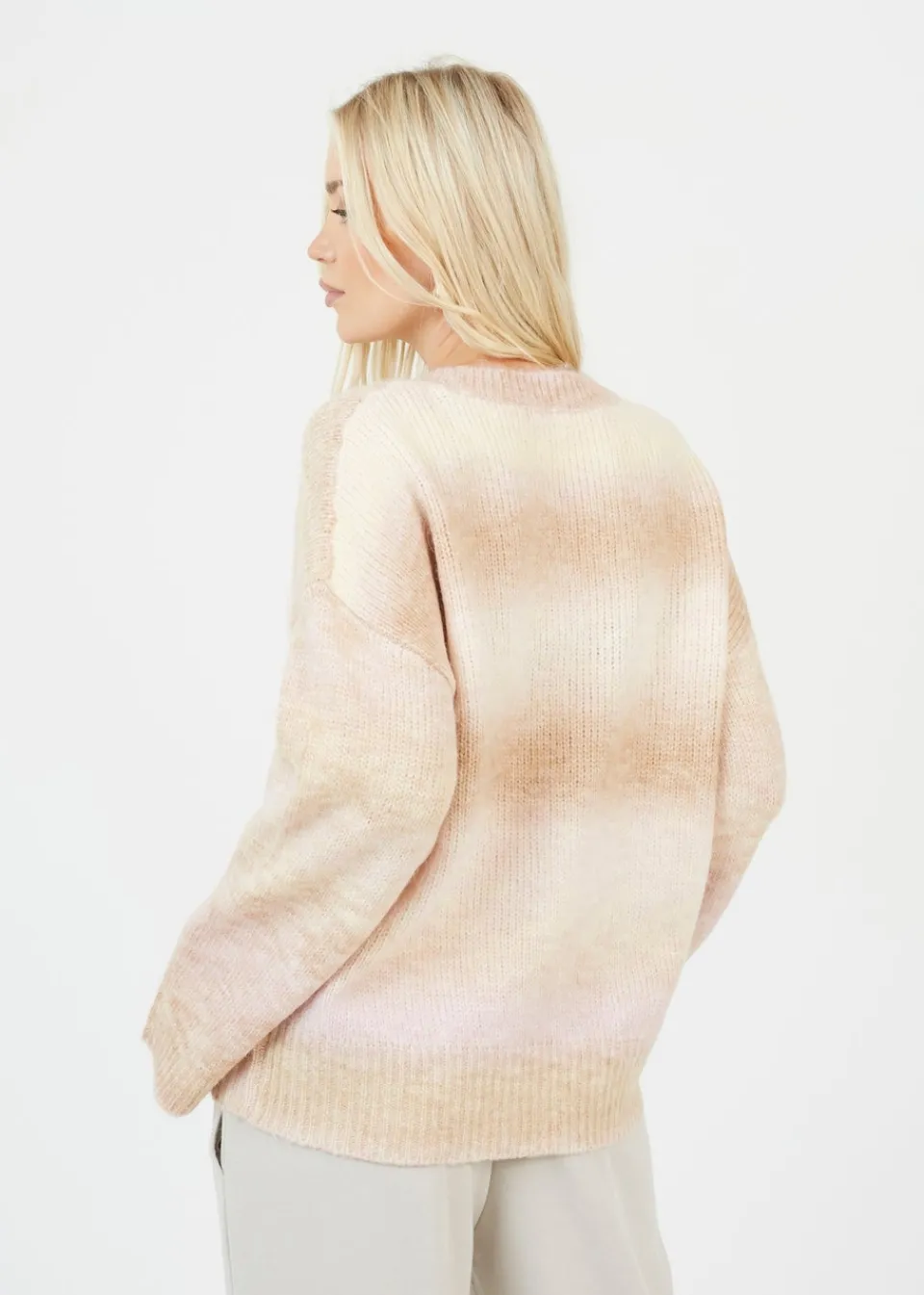 Knitwear>Brave Soul Stone Crew Neck Space Dye Knitted Jumper