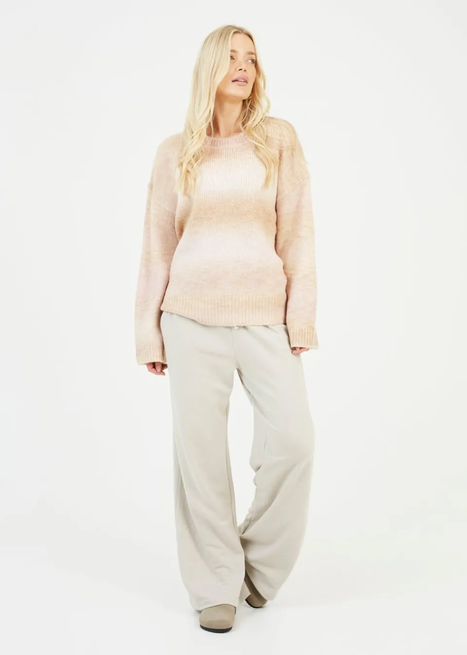 Knitwear>Brave Soul Stone Crew Neck Space Dye Knitted Jumper