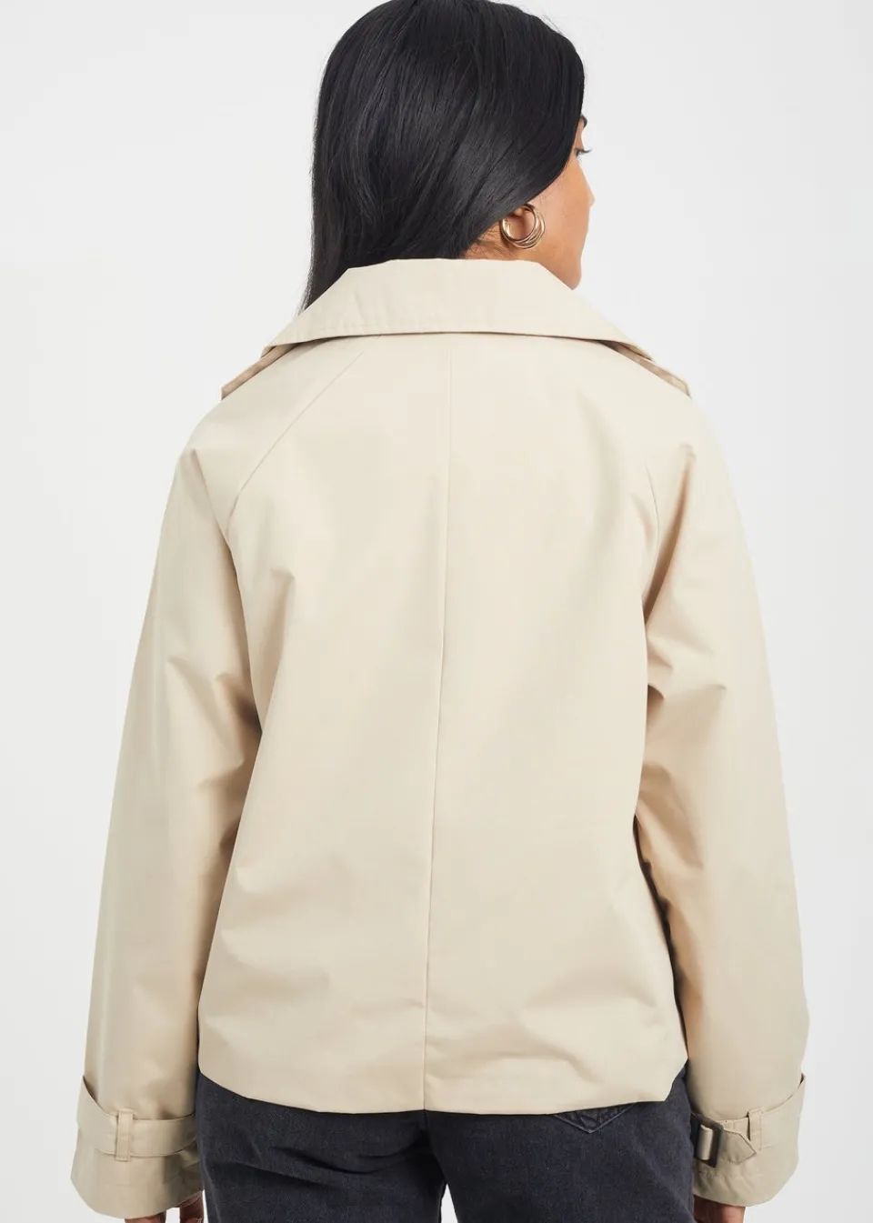 Coats & Jackets>Brave Soul Stone Double Breasted Short Trench Coat