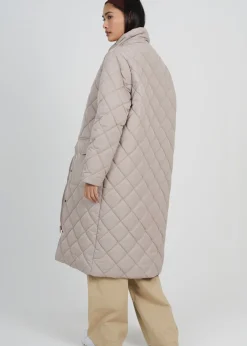 Coats & Jackets>Brave Soul Stone Longline Diamond Quilted Jacket
