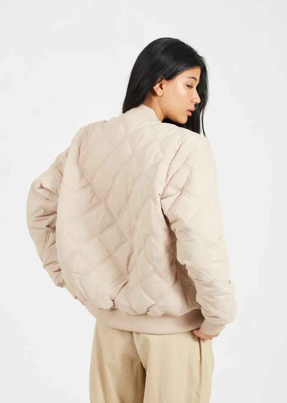 Coats & Jackets>Brave Soul Stone Quilted Bomber Jacket
