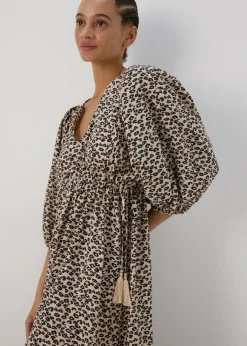 Dresses>Papaya Brown Animal Print Dress