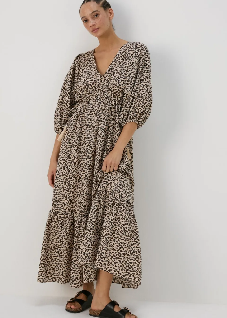 Dresses>Papaya Brown Animal Print Dress