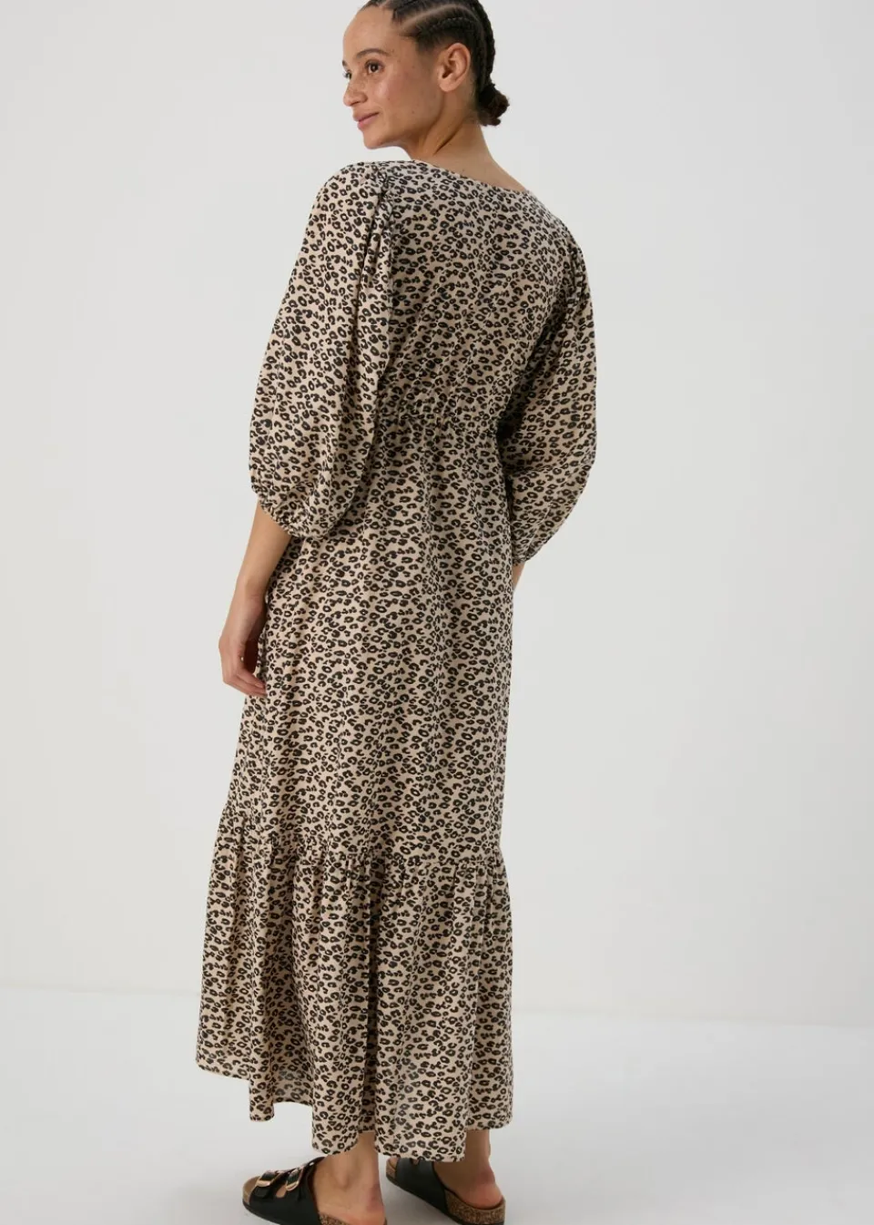 Dresses>Papaya Brown Animal Print Dress