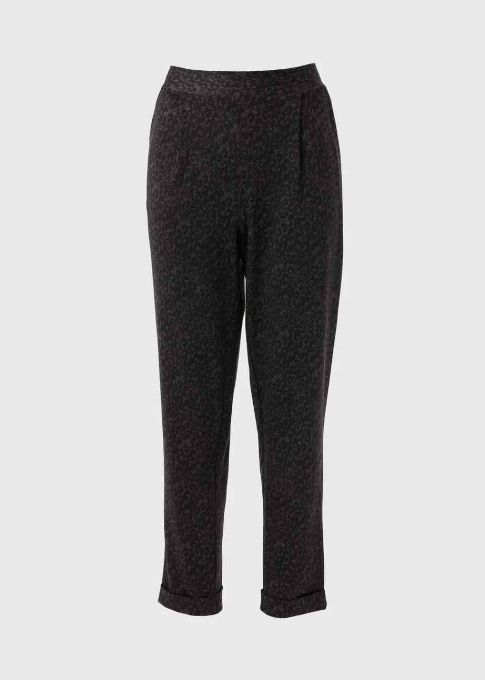 Trousers>Papaya Brown Animal Tapered Ponte Trousers