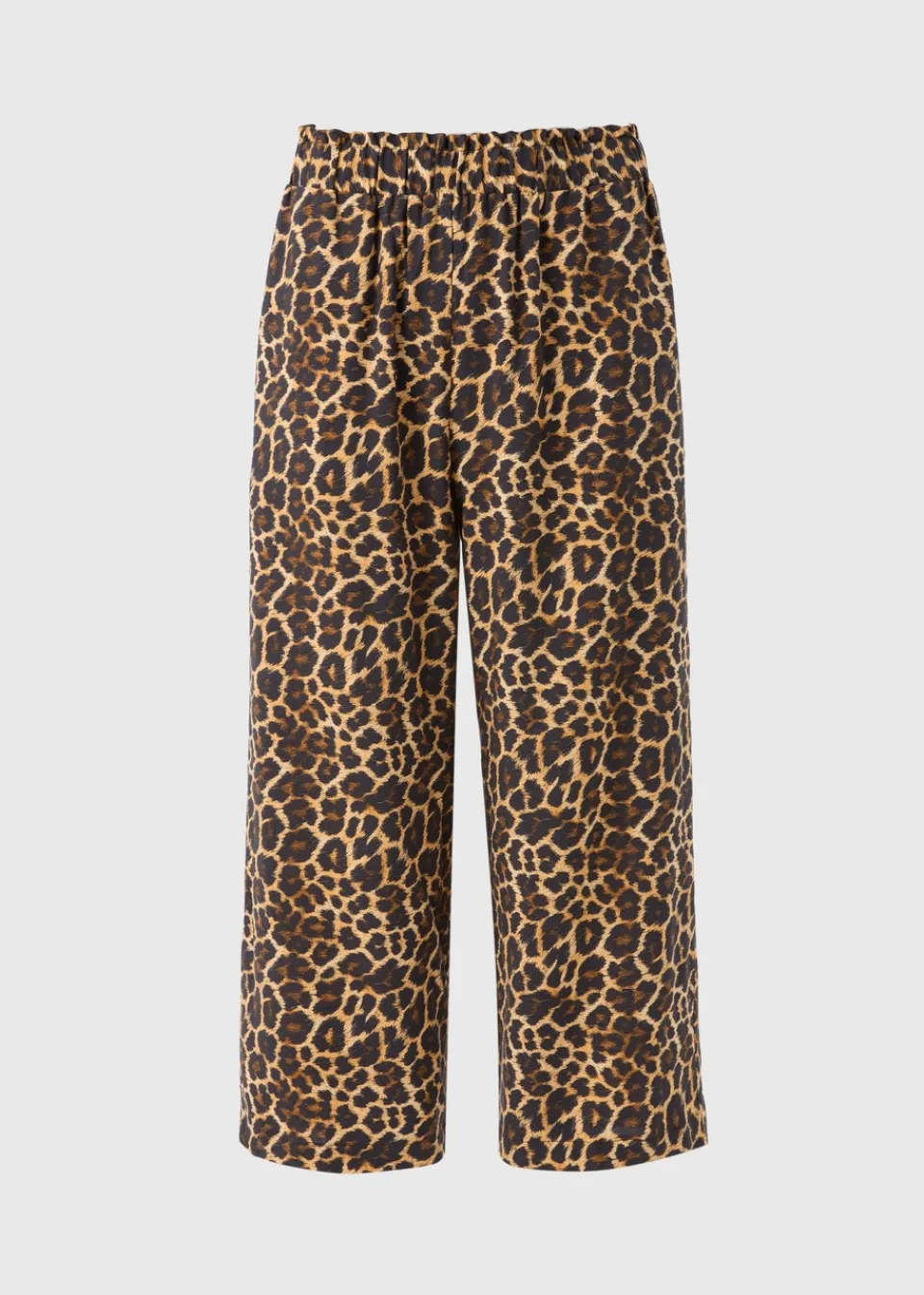 Trousers>Papaya Brown Leopard Print Cropped Trousers