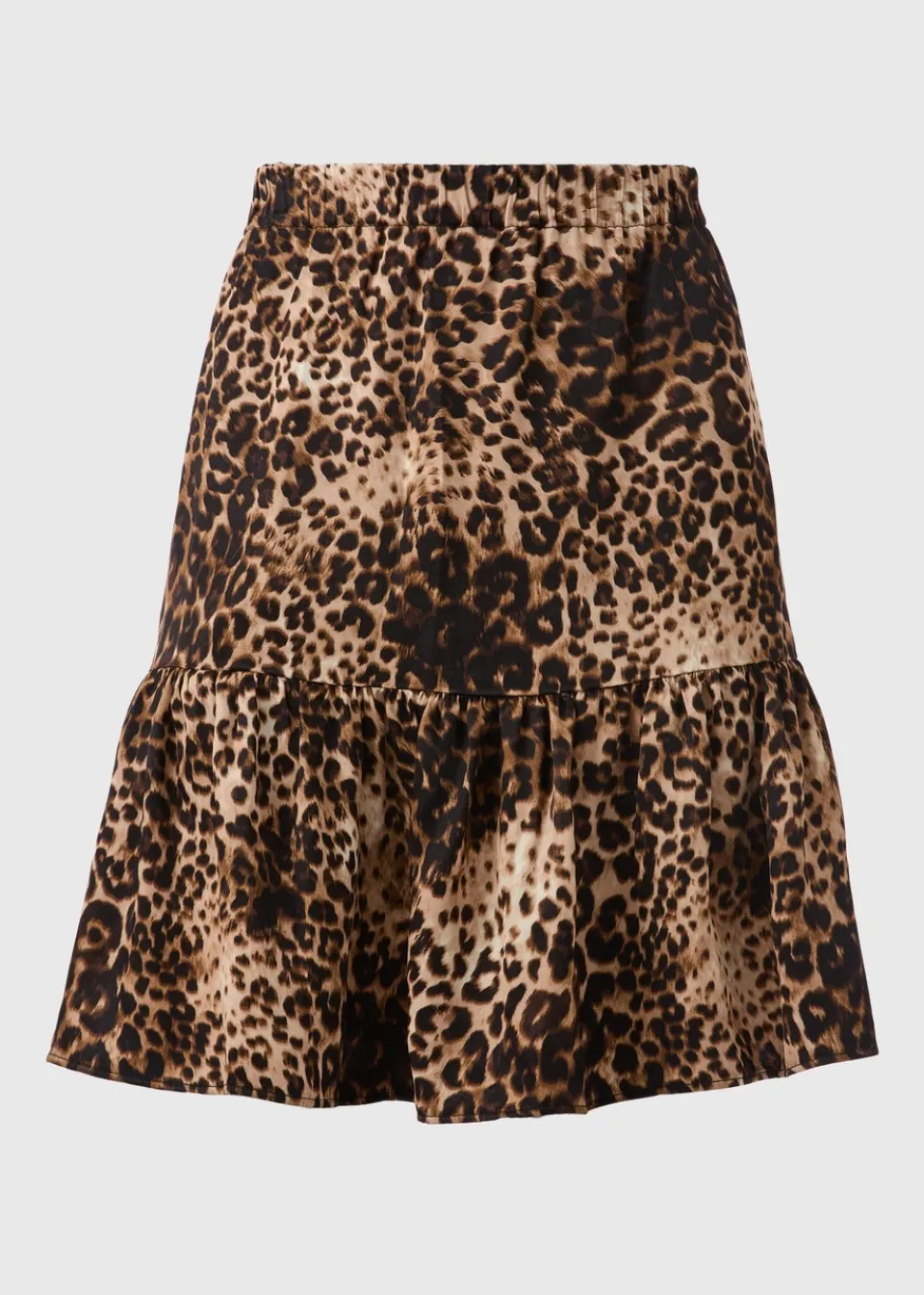 Skirts>Papaya Brown Leopard Tiered Mini Skirt