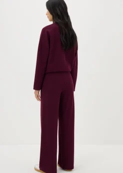 Trousers>Papaya Burgundy Soft Touch Wide Leg Trousers