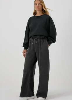 Trousers>Papaya Charcoal Acid Wash Wide Leg Jogging Bottoms