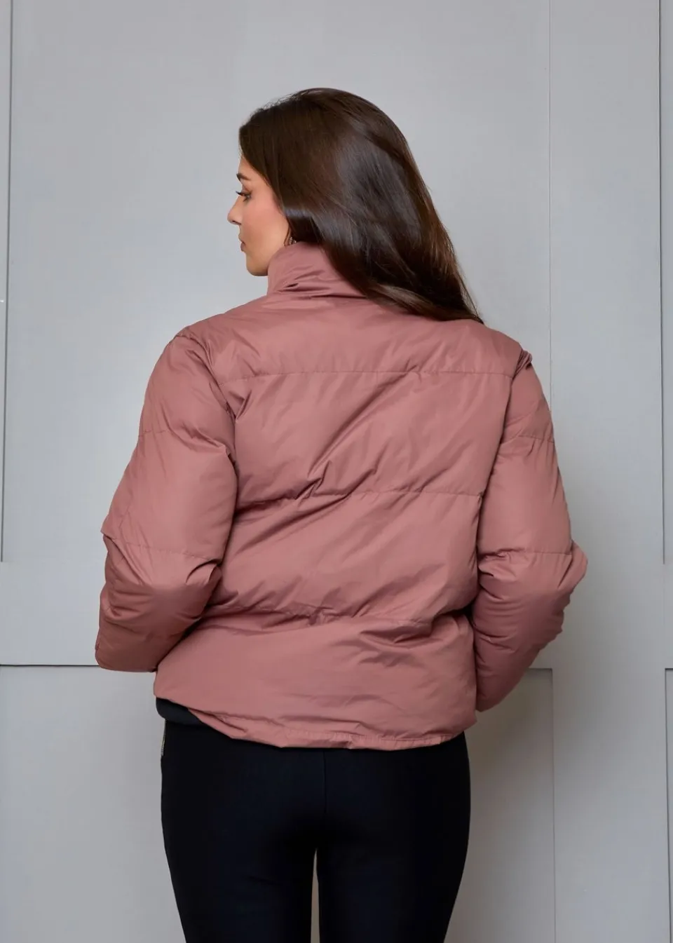 Coats & Jackets>Chi Chi London Rust Cropped Padded Puffer Coat