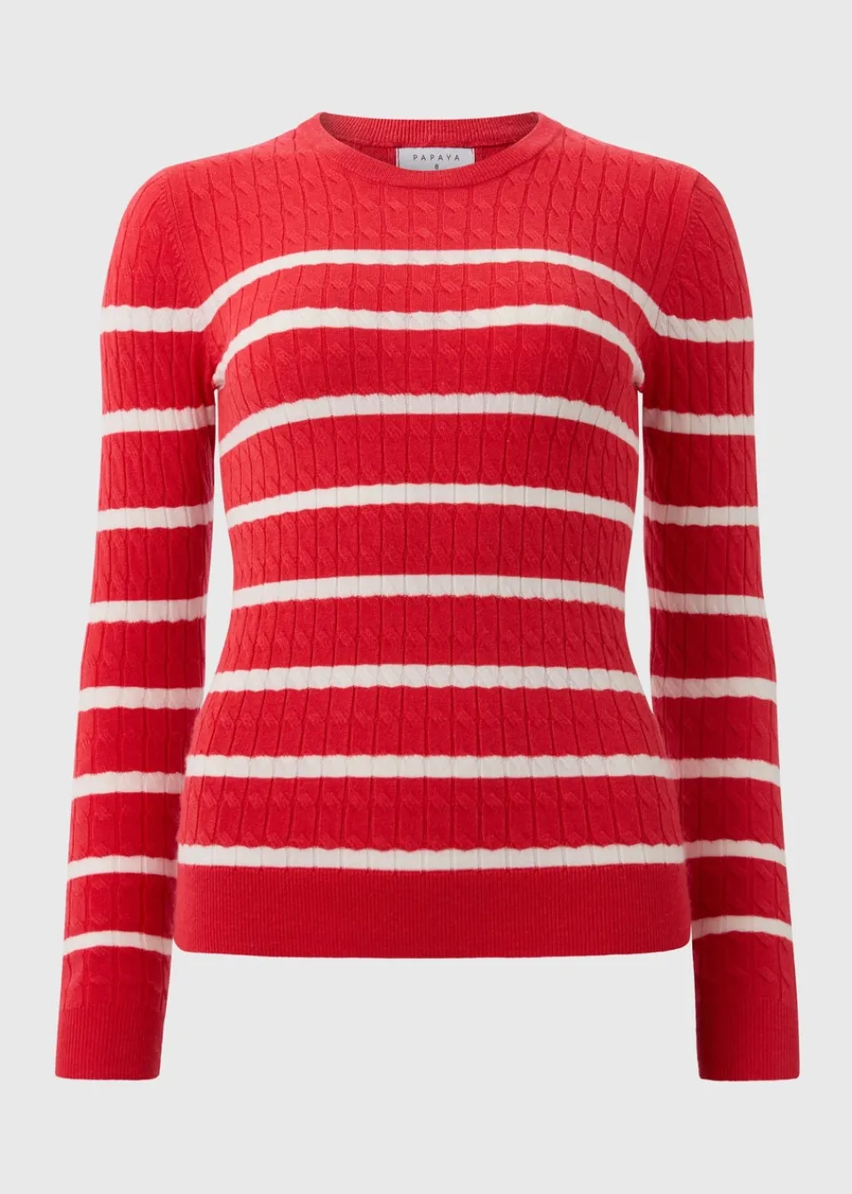 Tops>Papaya Coral Baby Cable Stripe Jumper