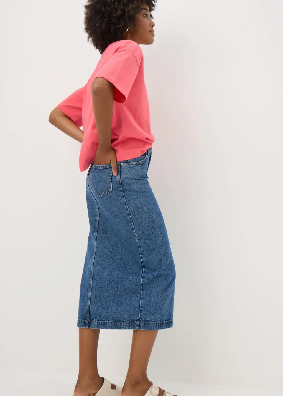 Tops>Papaya Coral Boxy Short Sleeve T-Shirt